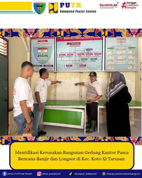 identifikasi kerusakan bangunan gedung kantor di Kecamatan Koto XI Tarusan pasca bencana banjir dan 
